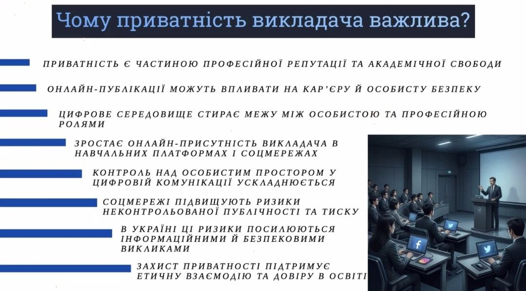 Ольга Пелешок про приватність викладача